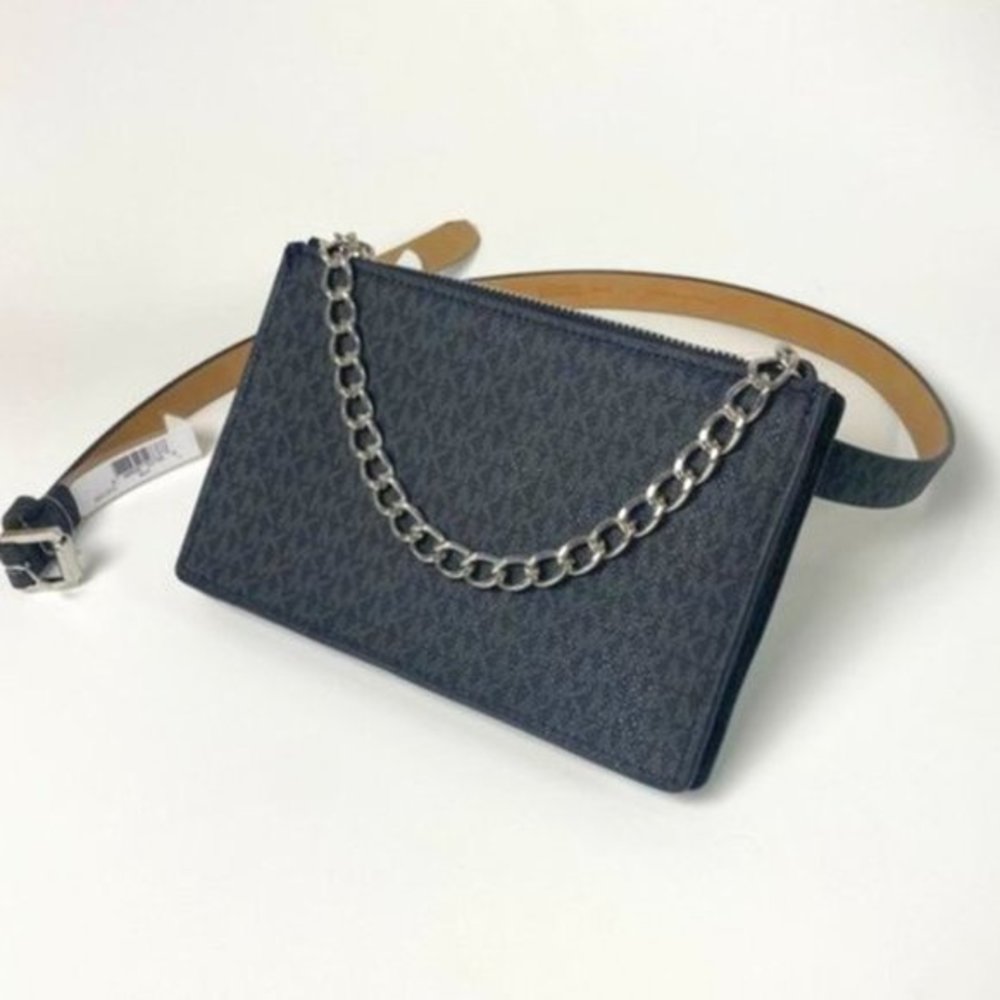 Michael Kors Chain Belt Waist Bag Purse Fanny Pack in Black size Medium